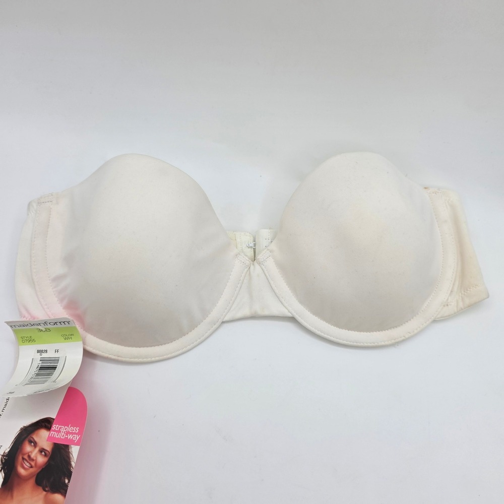Maidenform One Fab Fit Bra White Strapless Multi-Way Women 36B